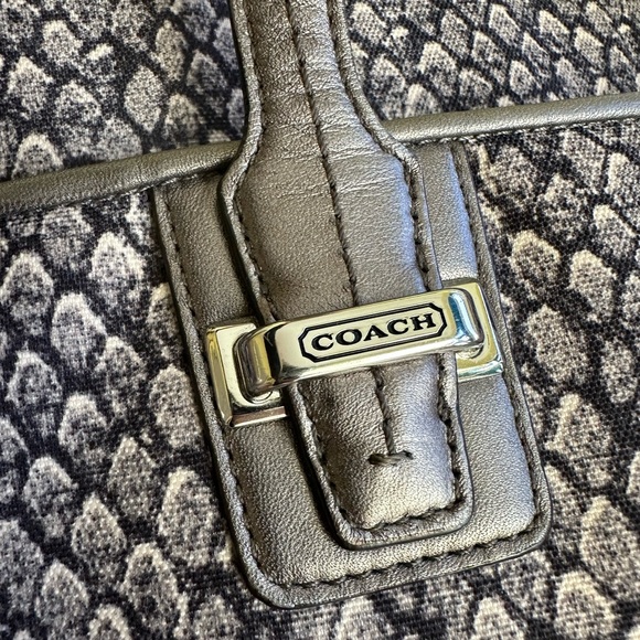 Coach Taylor Alexis Carryall Satchel Gunmetal Gray Snake Print Tote Bag F26034 - Picture 12 of 17